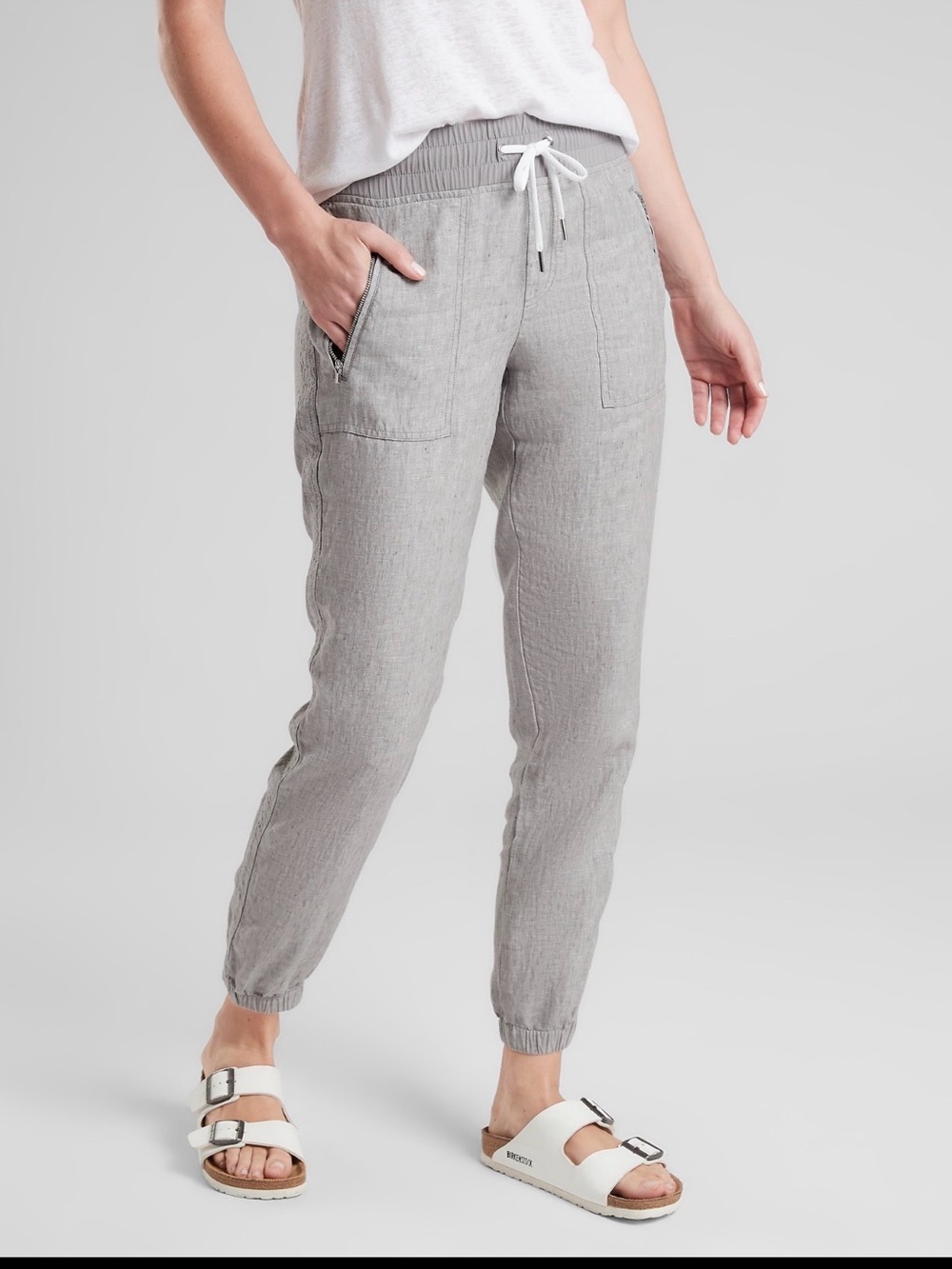 Athleta Heather Gray Drawstring Jogger Pants